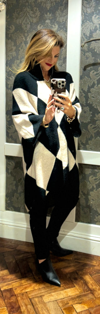 Eden Harlequin Knit Black/Beige
