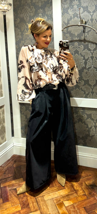 Amy - Faux Leather Trousers Black