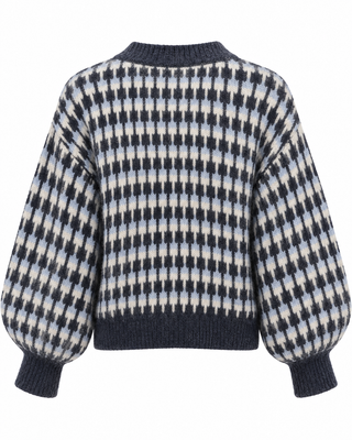 Nivelle Check Knit Cardigan - Navy