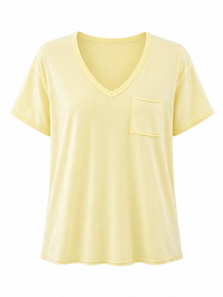 Pocket Cotton T-shirt -  Yellow