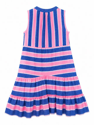 Summer Stripe Midi Dress- Pink/Blue