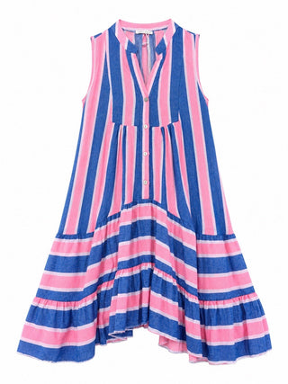 Summer Stripe Midi Dress- Pink/Blue