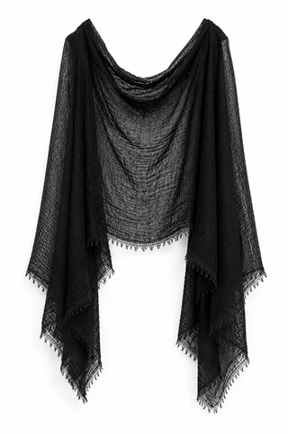 Pam Lightweight Crinkle Scarf- Black