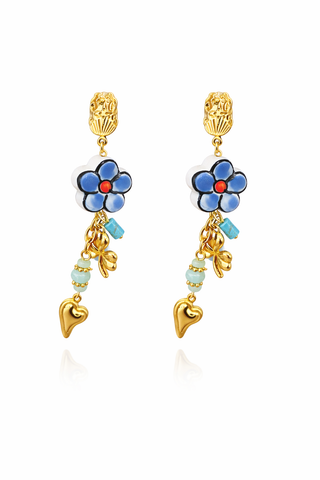 Flower drop earring