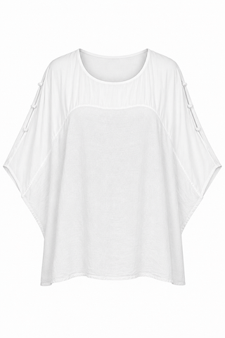 Sophia White Linen Bat Sleeve Top