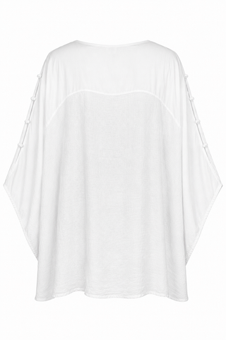 Sophia White Linen Bat Sleeve Top