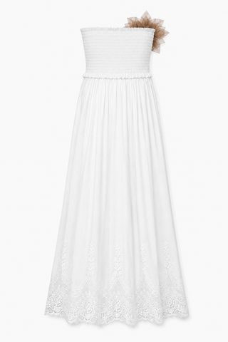 Arabella Cotton Dress Detachable Flower - White