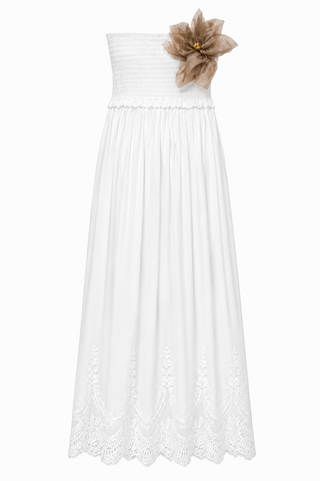 Arabella Cotton Dress Detachable Flower - White
