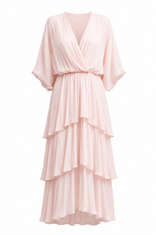 Azure Silk Dress - Peach
