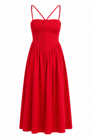 Genevieve Cotton Dress- Red