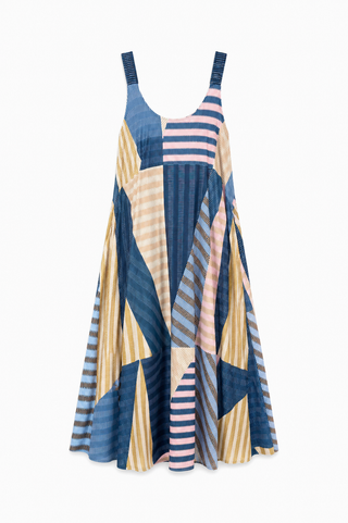 Charlotte Funky Geo Pattern Dress- Blue
