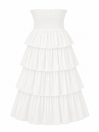 Helena White Bandeau Cotton Dress