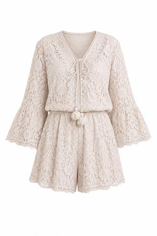 Alessia Lace Playsuit- Beige