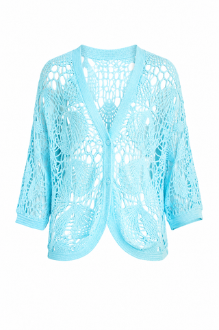 Meadow Crochet Cotton Cardigan - Mint Green