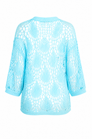 Meadow Crochet Cotton Cardigan - Mint Green