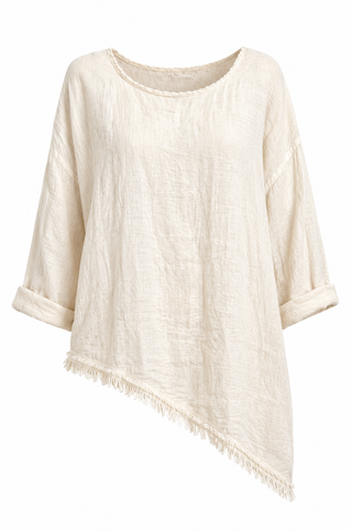 Mila Linen Asymmetrical Top - Cream