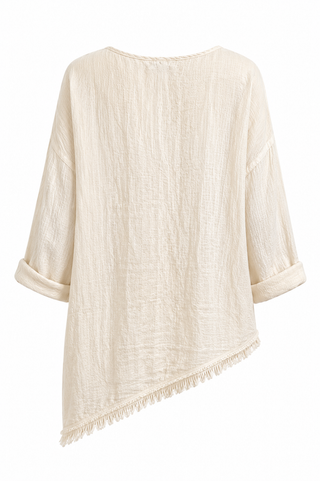 Mila Linen Asymmetrical Top - Cream