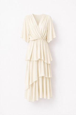 Azure Silk Dress -Cream