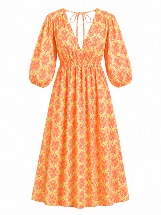 Lila Cotton Dress - Orange/Yellow