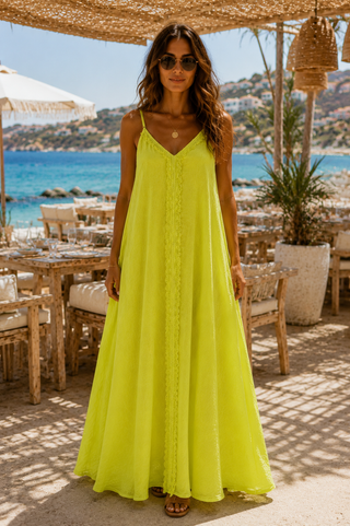Zoya Neon Yellow Linen Dress