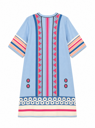 Zadie V-Neck Tunic Dress - Blue