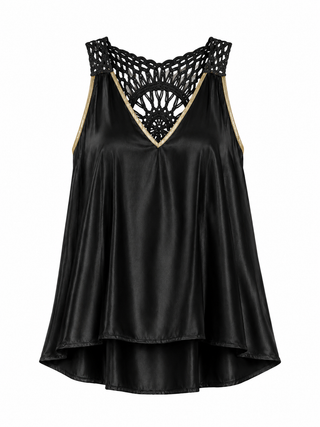 Julia Satin Cami-  Black
