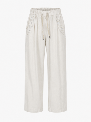 Angel Linen Trouser Sequin Pocket - Beige