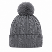 Cable Velvet Lined Hat  - Grey
