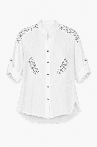 Hallie Linen Shirt/Jacket- White
