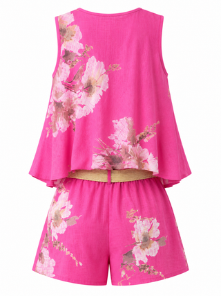 Libra Floral Shorts Set-Pink