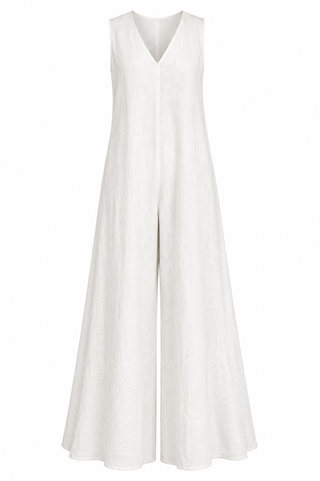 Amanda Wide Leg Jumpsuit- White