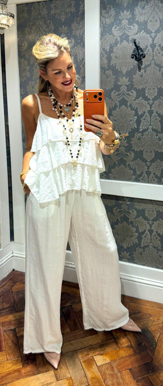 Zoey Frill Set -White