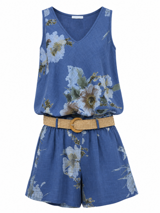 Libra Floral Shorts Set- Blue
