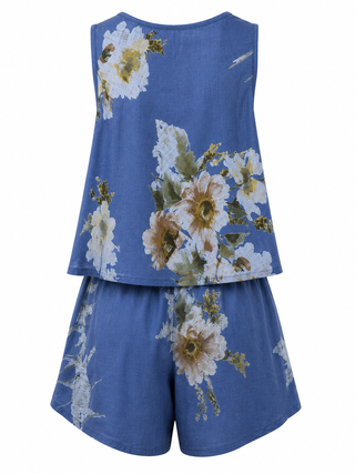 Libra Floral Shorts Set- Blue