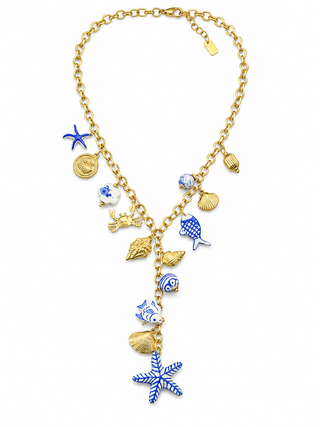 Necklace Porcelain/ Gold Chain Necklace