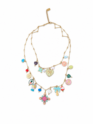 Double Layer Charm Necklace - Multi