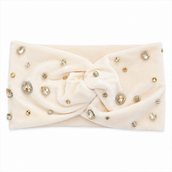 Gemstone Velvet Headband - Beige