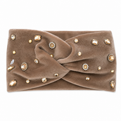 Gemstone Velvet Headband - Coffee