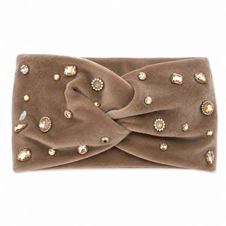 Gemstone Velvet Headband - Coffee