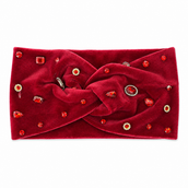 Gemstone Velvet Headband -Burgundy