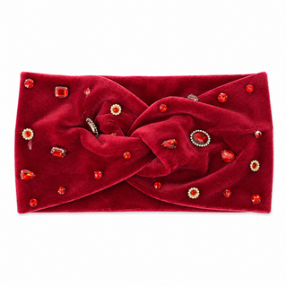 Gemstone Velvet Headband -Burgundy