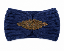 Diamanté Headband - Navy - Gold