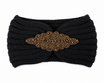 Diamanté Headband -Black -Gold