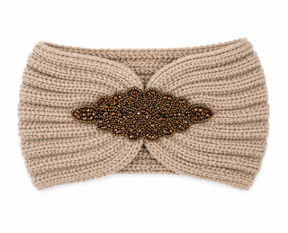 Diamanté Headband -Taupe-Gold
