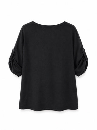Trixie Linen T Shirt Sequin Star - Black
