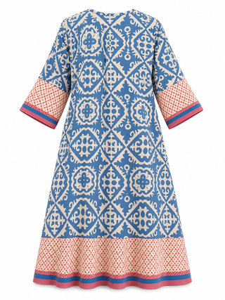 Valencia Print Dress - Blue