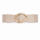 Squoval Elasticated Belt -Beige