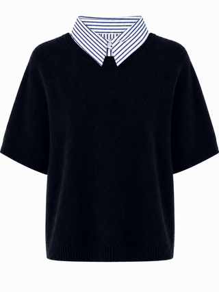 Shirt Collar Insert  Pinstripe - White Blue