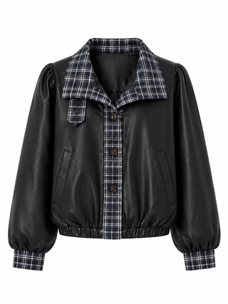 Emily Check Trim Jacket - Black