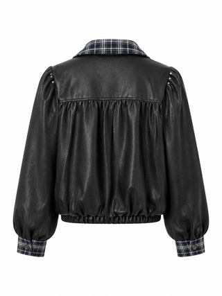 Emily Check Trim Jacket - Black